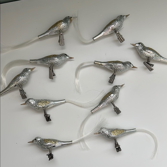 Silver and Gold Bird Clip Decorations - Picture 1 of 4